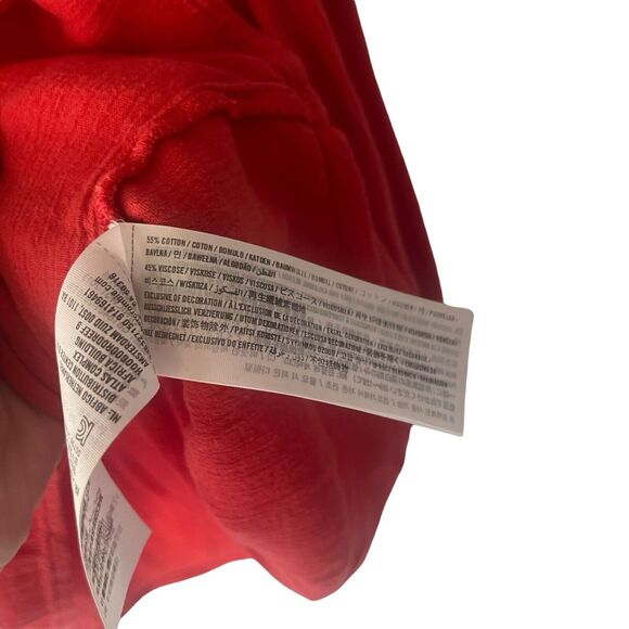 Hollister Y2k Women's Size‎ Small Red Boho Floral Long Sleeve Babydoll Top - Picture 5 of 9